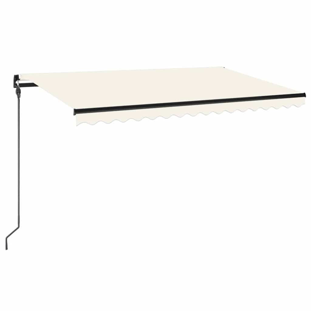 vidaXL Ručne zaťahovacia markíza s LED 450x300 cm krémová