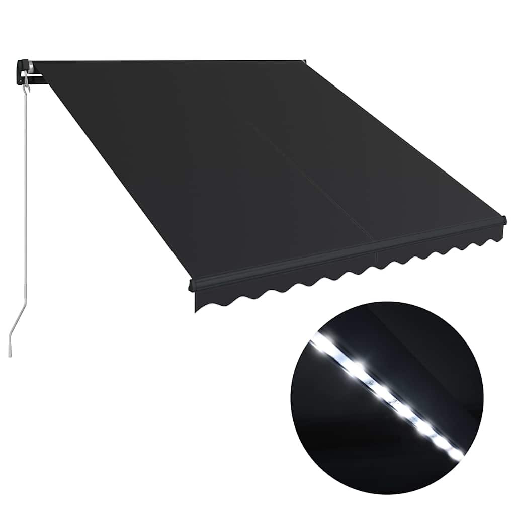 vidaXL Ručne zaťahovacia markíza s LED antracitová 350x250 cm