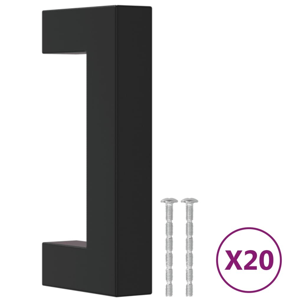 vidaXL Rukoväte na skrinku 20 ks čierna 64 mm nehrdzavejúca oceľ