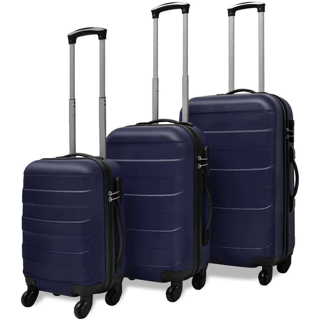vidaXL Sada 3 škrupinových kufrov s kolieskami modrá 455/55/66 cm