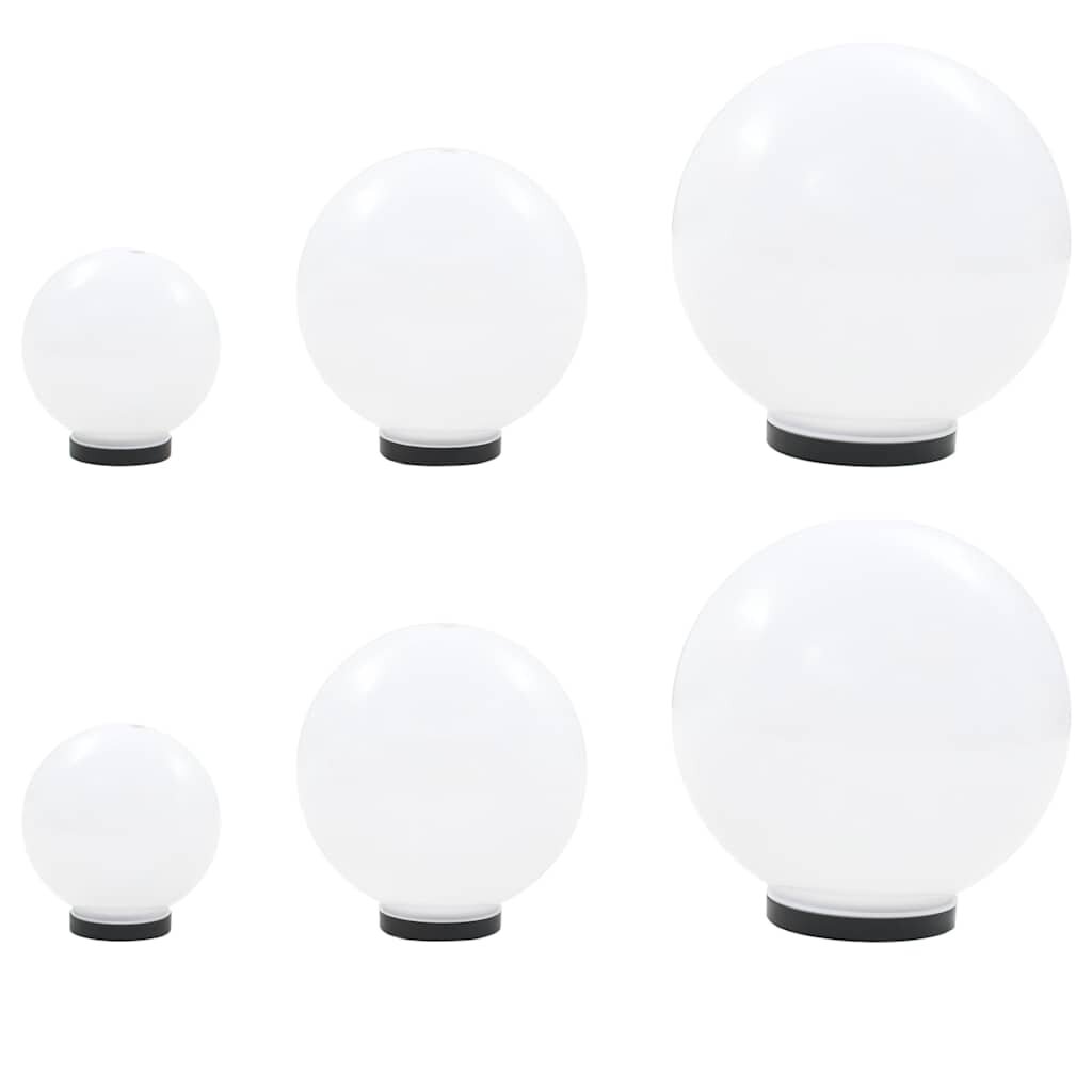 vidaXL Sada LED lámp v tvare gule 6 ks 20/30/40 cm PMMA