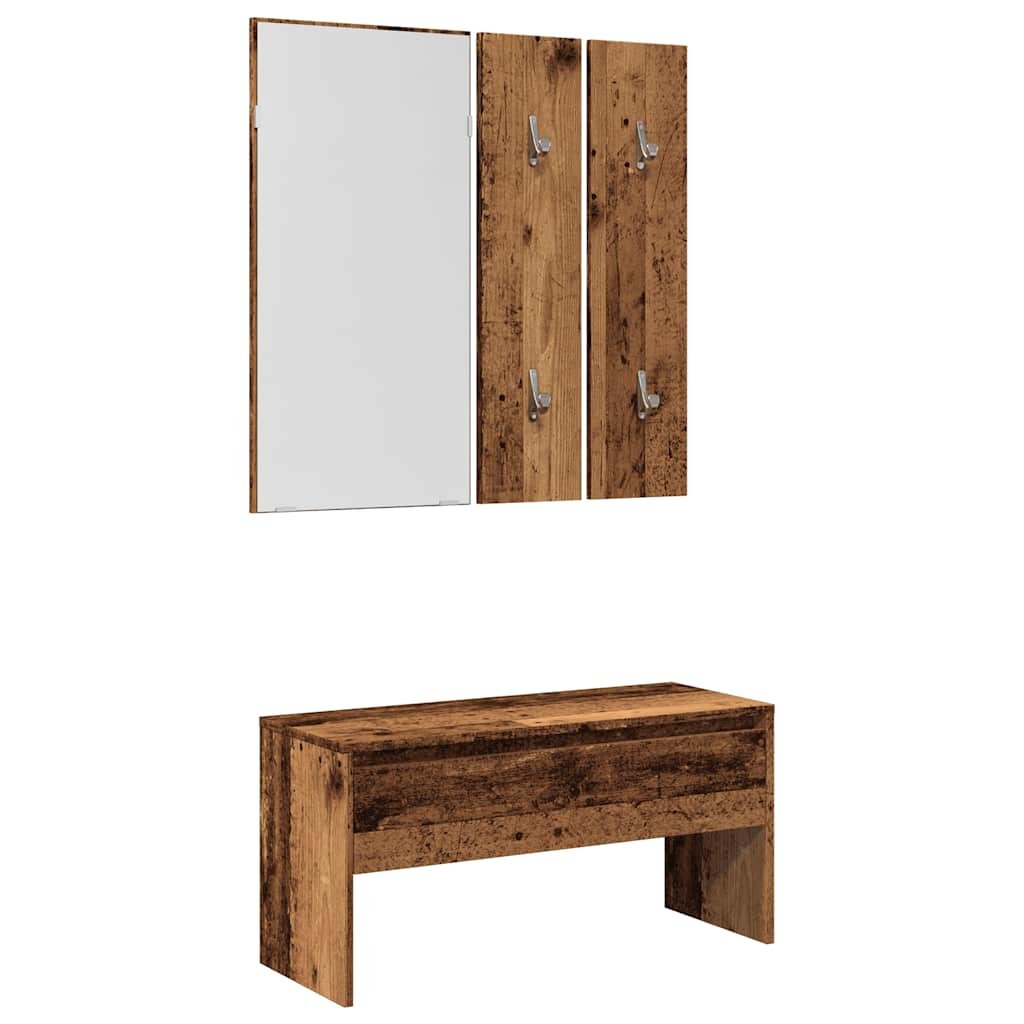 vidaXL Sada nábytku do predsiene Old Wood Engineered Wood
