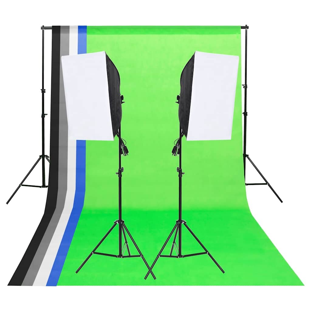 vidaXL Sada osvetlenia do fotoštúdia s pozadiami a softboxmi