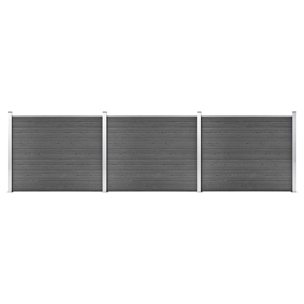 vidaXL Sada plotových panelov WPC 526x146 cm čierna