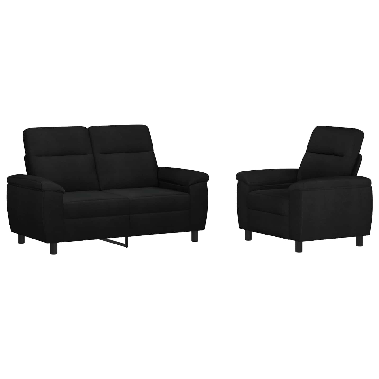 vidaXL Sada pohoviek 2 pcs Čierna Látka