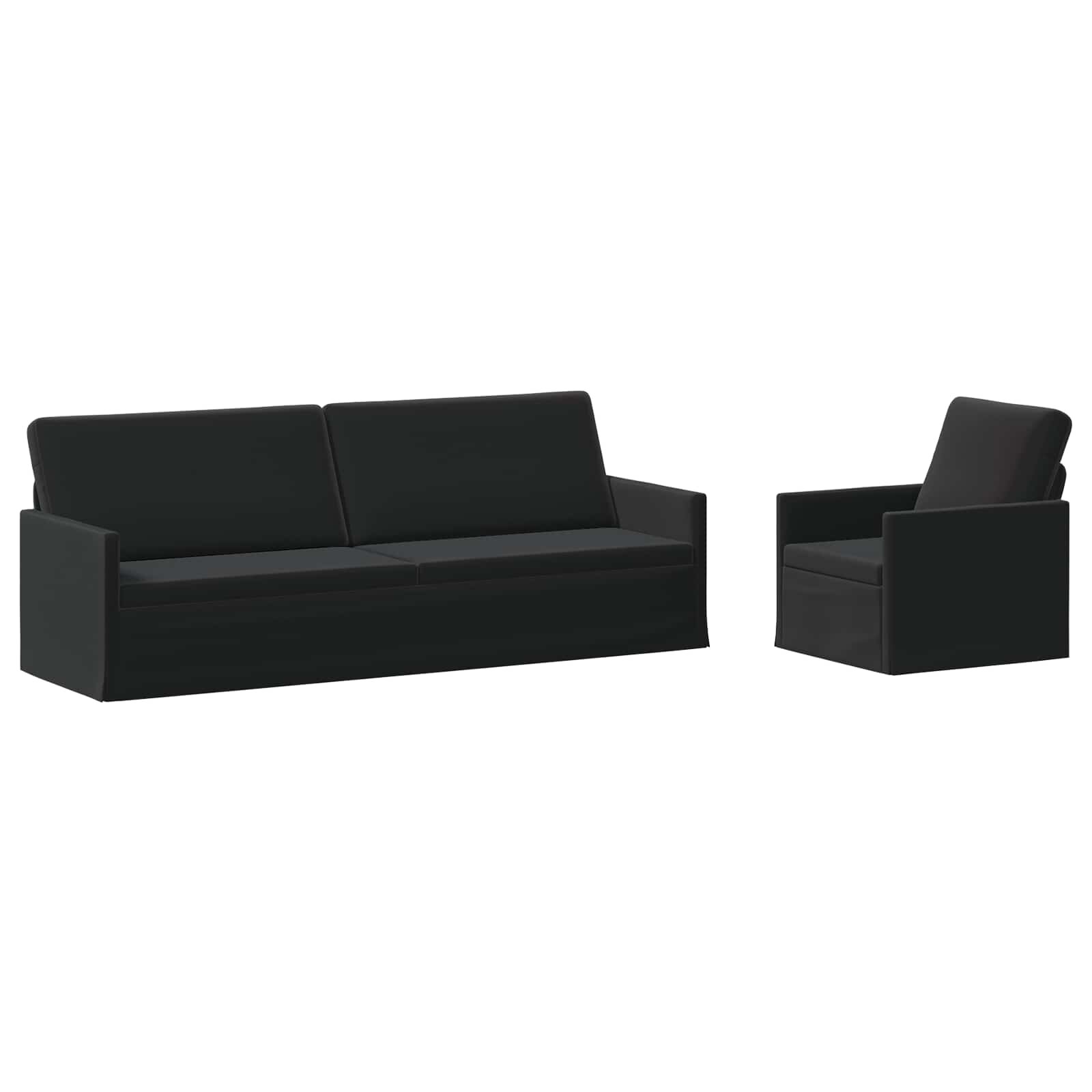 vidaXL Sada pohoviek 2 pcs Čierna Zamat