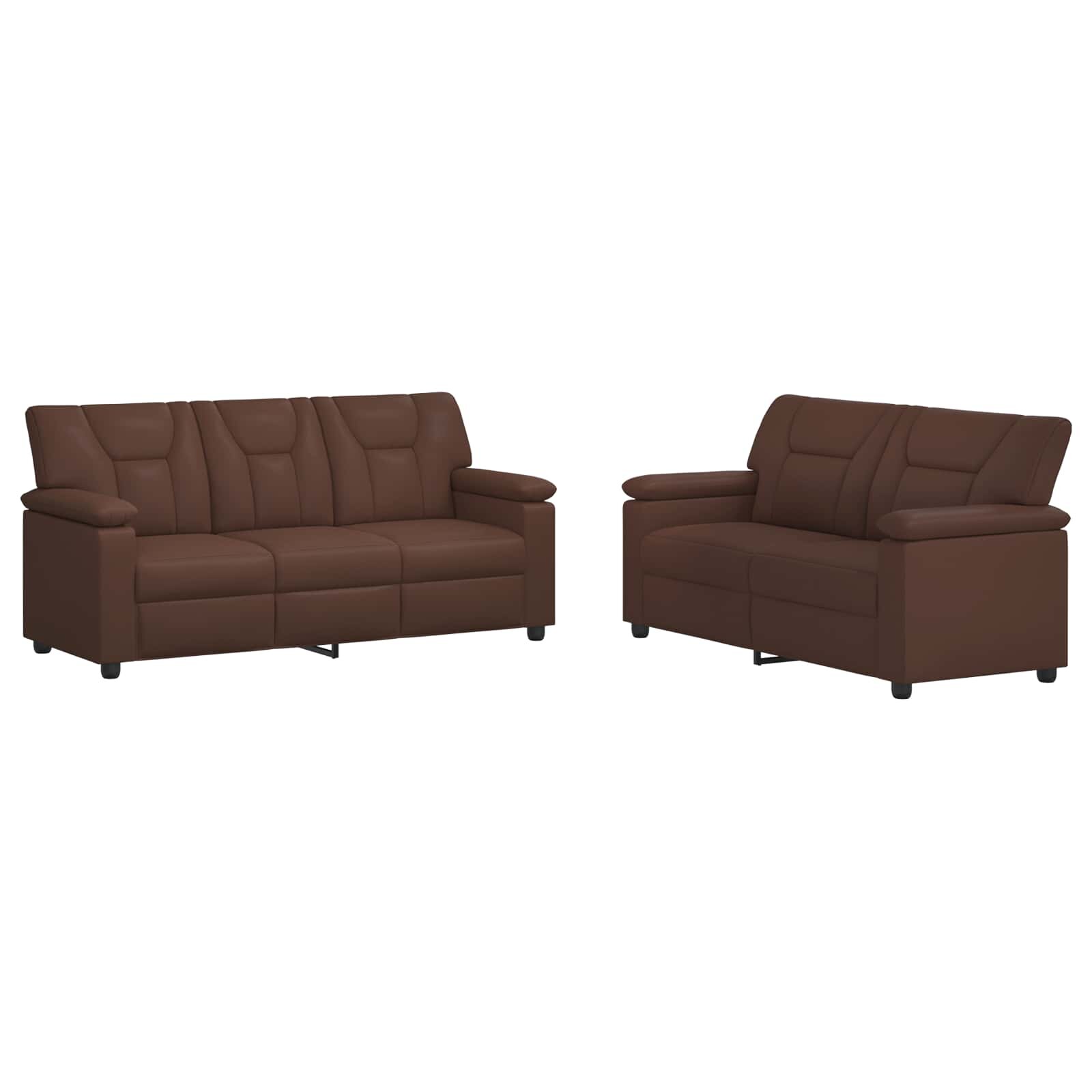 vidaXL Sada pohoviek 2 pcs Hnedá Umelá koža