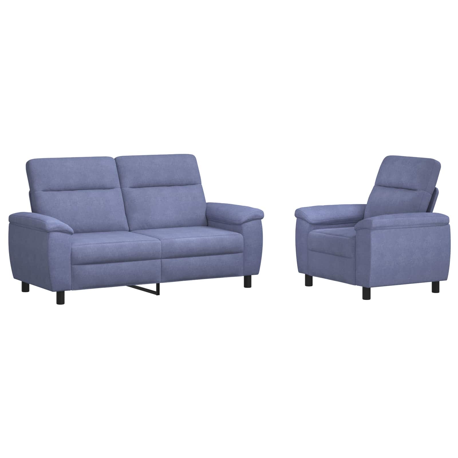 vidaXL Sada pohoviek 2 pcs Modrá džínovina Látka