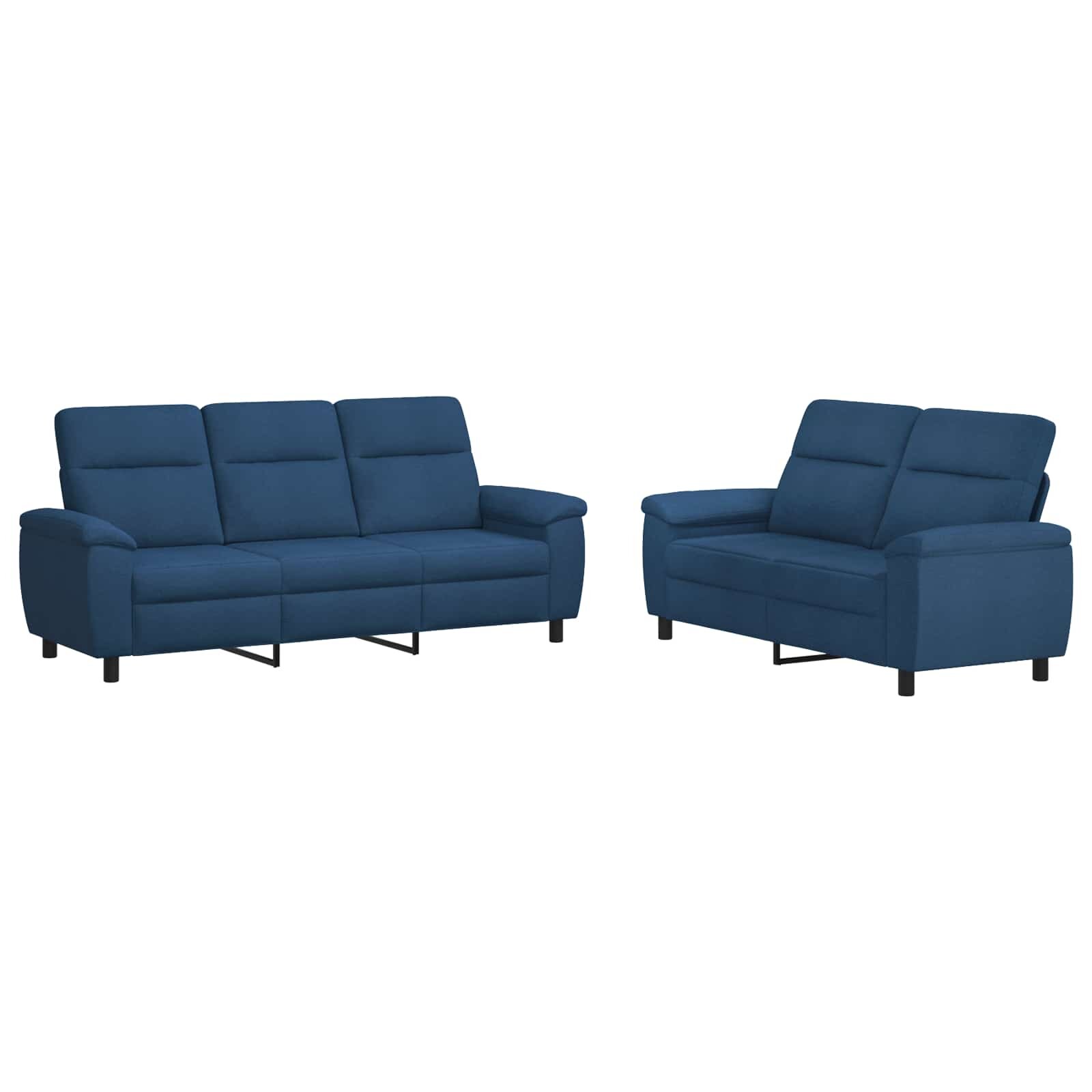 vidaXL Sada pohoviek 2 pcs Modrá Látka