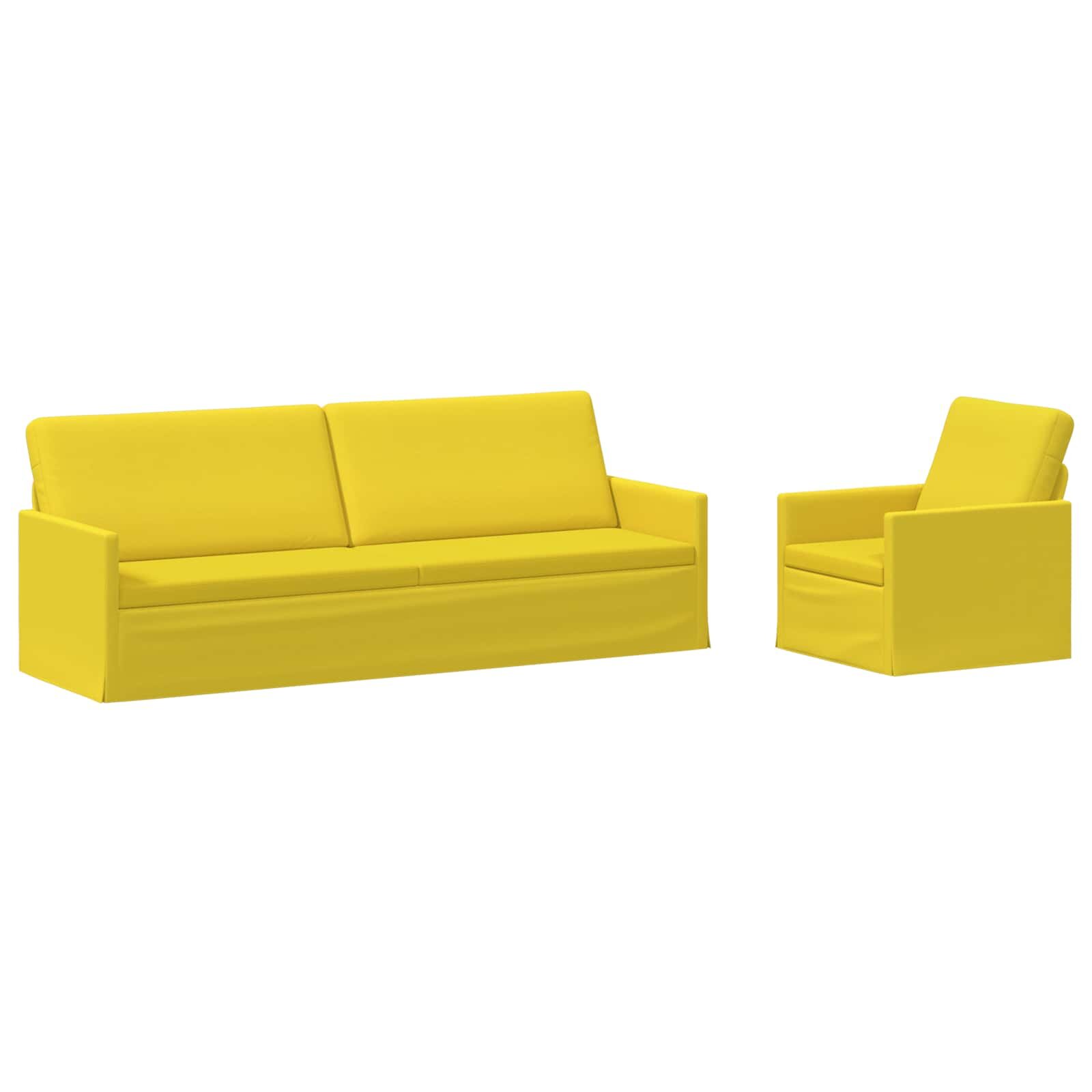 vidaXL Sada pohoviek 2 pcs Svetložltá Látka