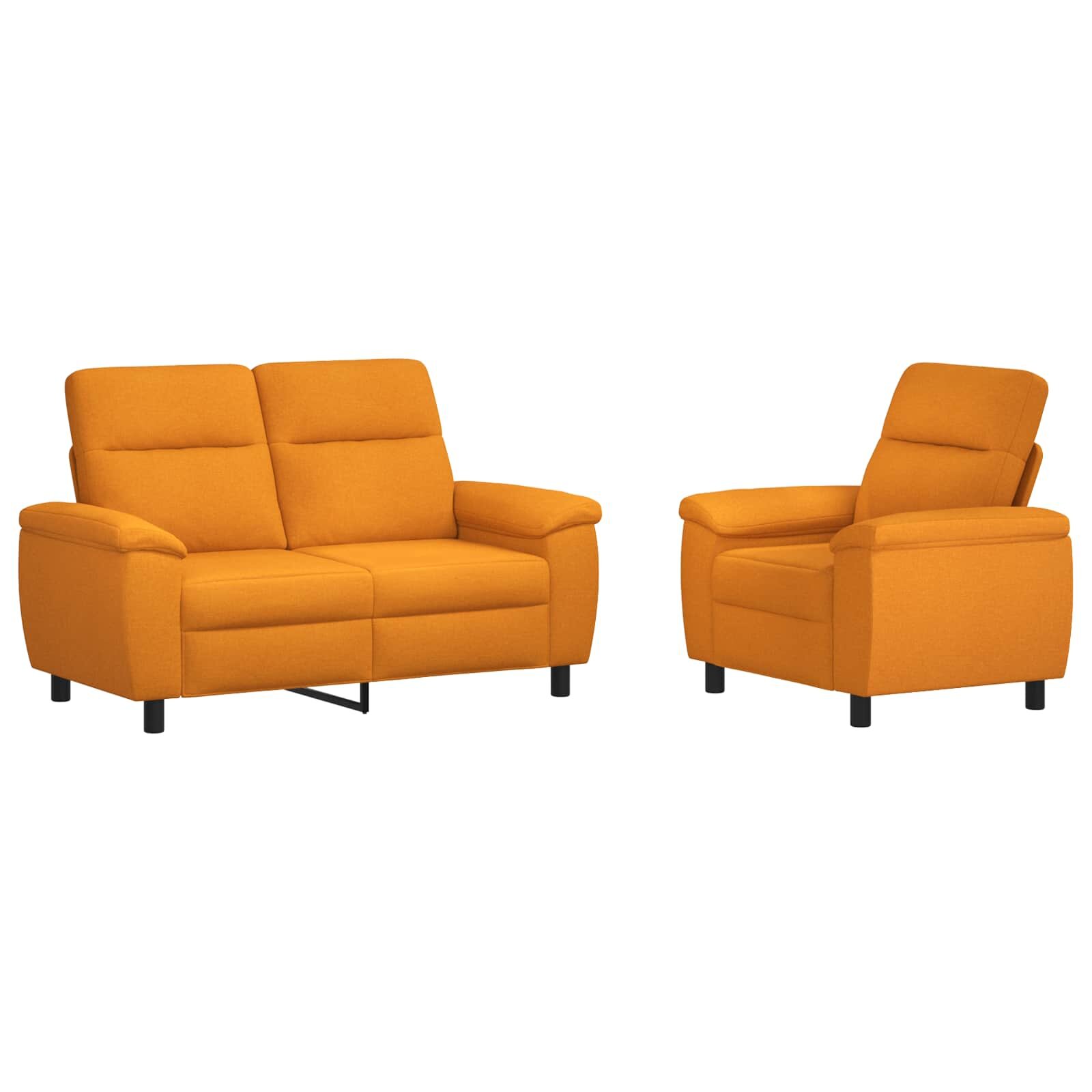 vidaXL Sada pohoviek 2 pcs Tmavá žltá Látka