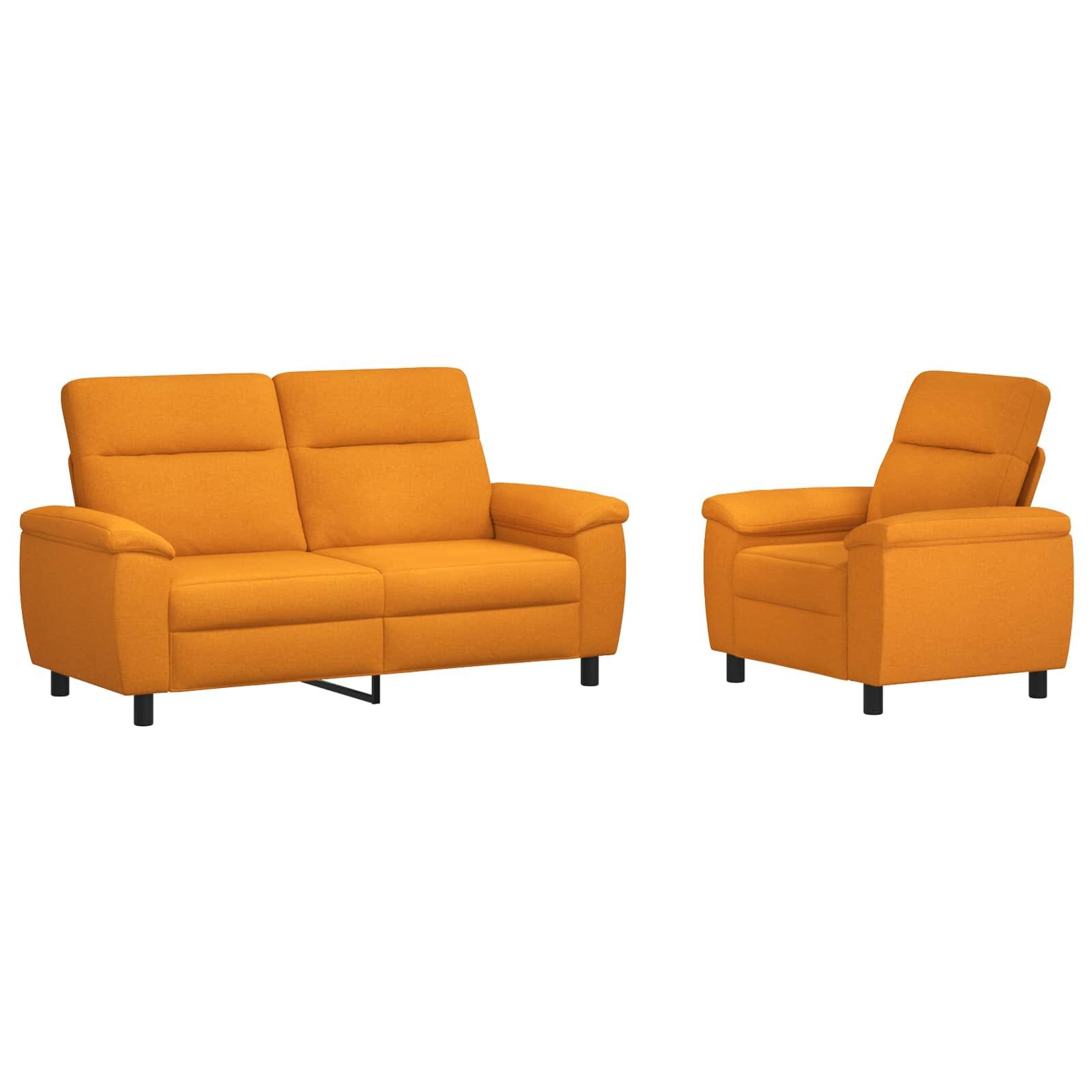 vidaXL Sada pohoviek 2 pcs Tmavá žltá Látka