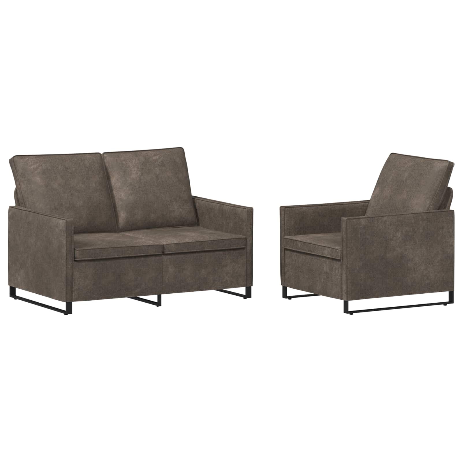 vidaXL Sada pohoviek 2 pcs Tmavosivá Umelý semišový materiál