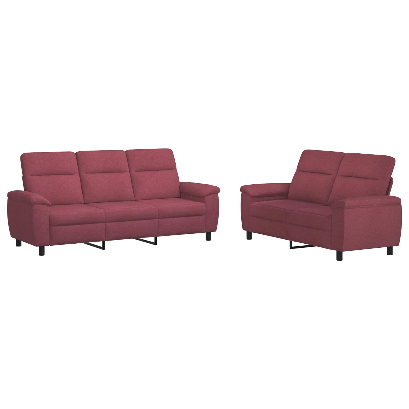 vidaXL Sada pohoviek 2 pcs Víno červené Látka