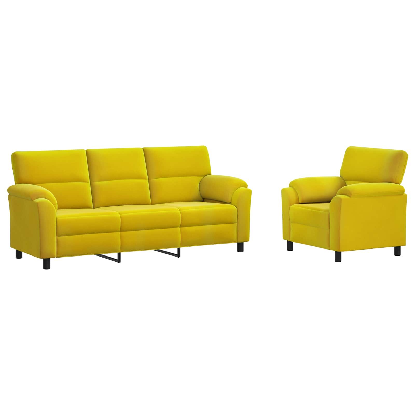 vidaXL Sada pohoviek 2 pcs Žltá Zamat