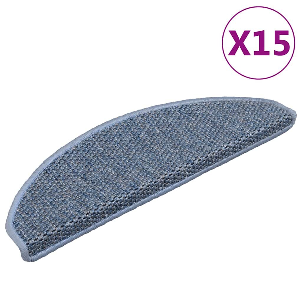 vidaXL Samolepiace nášľapy na schody vzhľad sisal 15ks 65x21x4cm modré