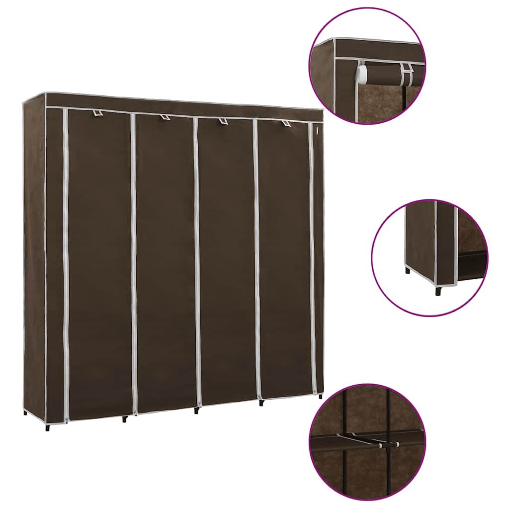 vidaXL Šatník so 4 priehradkami hnedý 175x45x170 cm