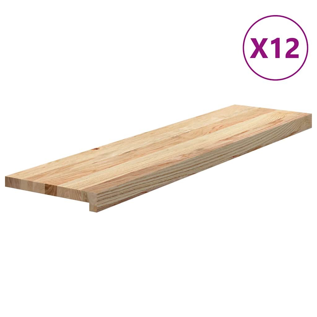 vidaXL Schodiskové stupne 12 ks 100x30x2 cm neošetrený dubový masív