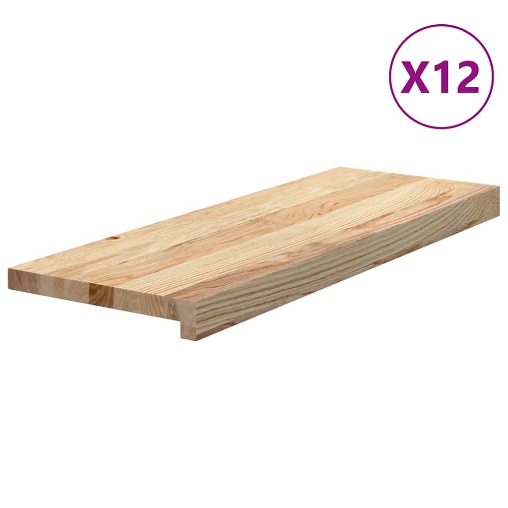 vidaXL Schodiskové stupne 12 ks 70x30x2 cm neošetrený dubový masív