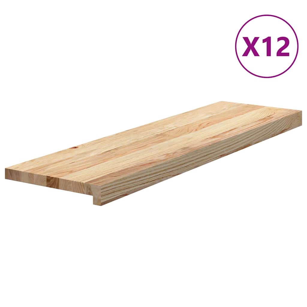 vidaXL Schodiskové stupne 12 ks 90x25x2 cm neošetrený dubový masív