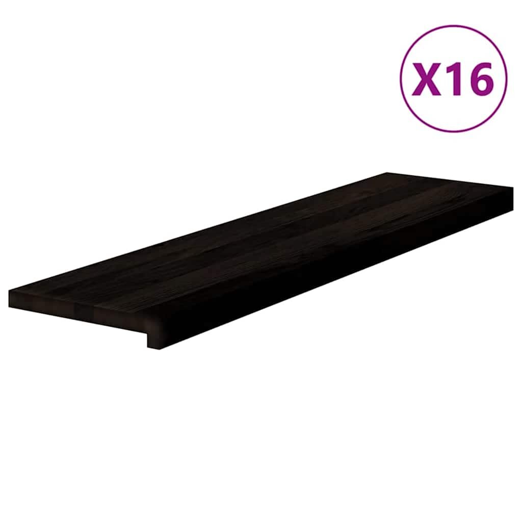 vidaXL Schodiskové stupne 16 ks hnedočierná 100x30x2 cm dubový masív