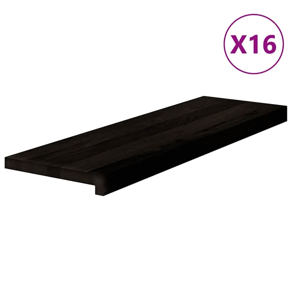 vidaXL Schodiskové stupne 16 ks hnedočierná 80x25x2 cm dubový masív