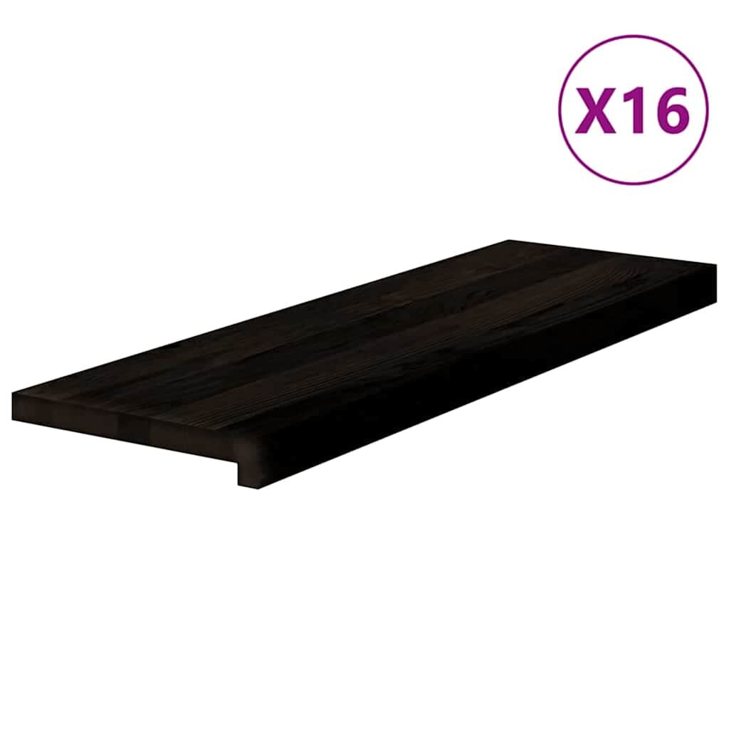 vidaXL Schodiskové stupne 16 ks hnedočierná 80x30x2 cm dubový masív
