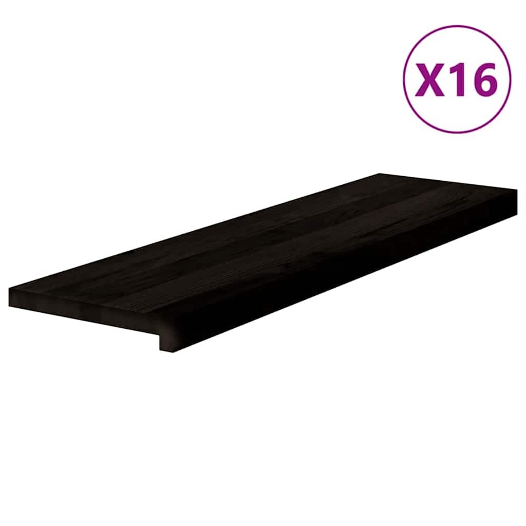 vidaXL Schodiskové stupne 16 ks hnedočierná 90x25x2 cm dubový masív