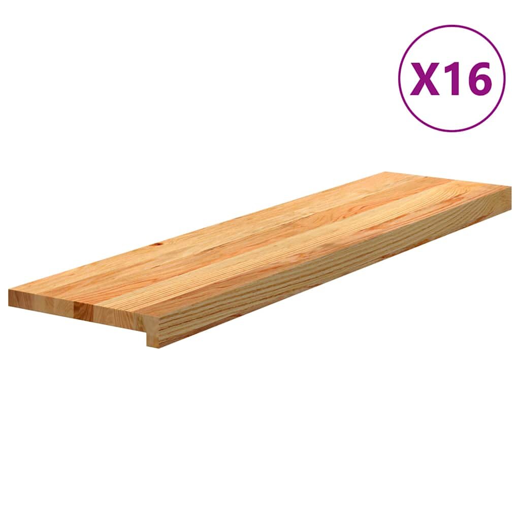 vidaXL Schodiskové stupne 16 ks svetlohnedá 100x25x2 cm dubový masív
