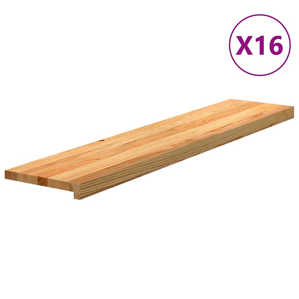 vidaXL Schodiskové stupne 16 ks svetlohnedá 120x25x2 cm dubový masív