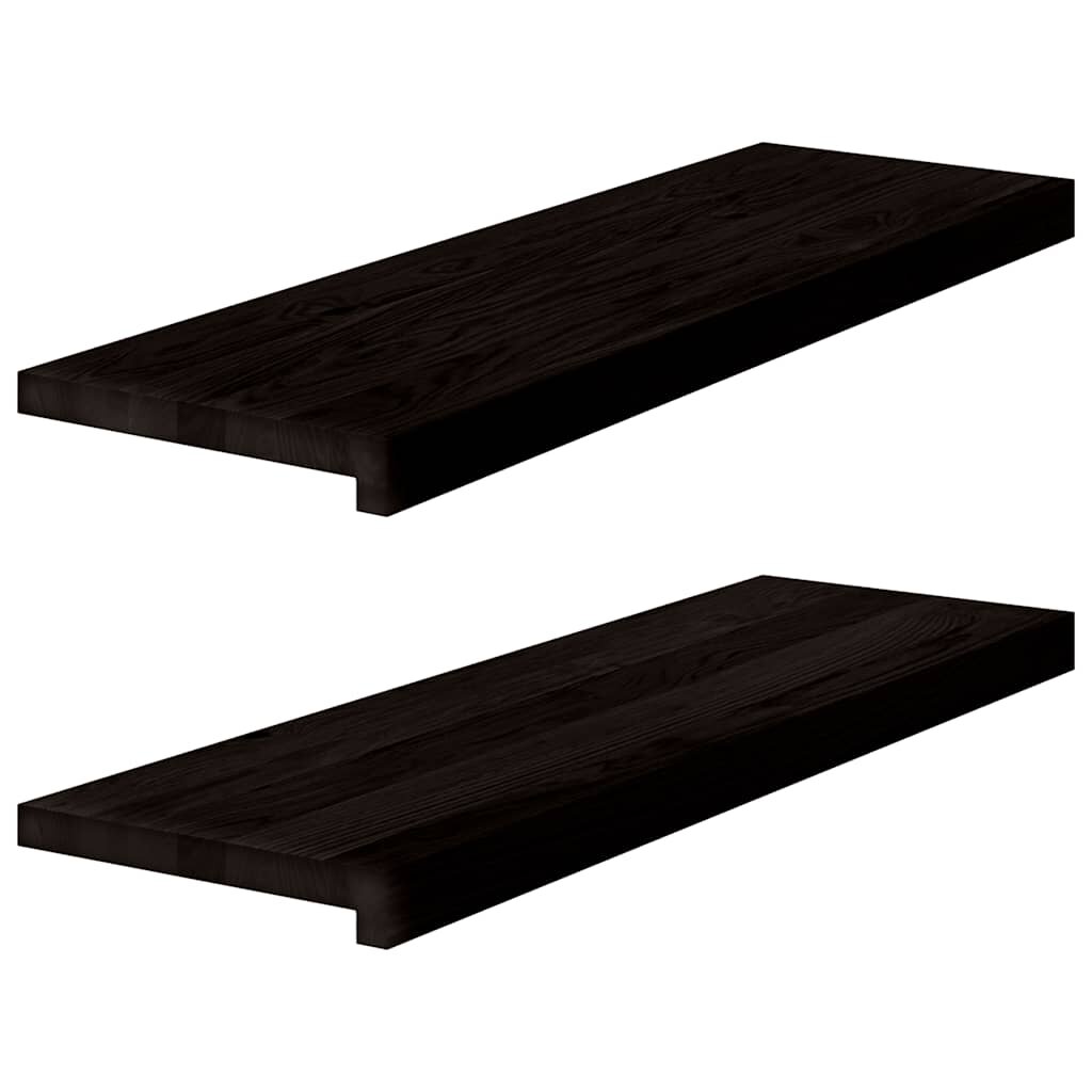 vidaXL Schodiskové stupne 2 ks hnedočierná 80x30x2 cm dubový masív