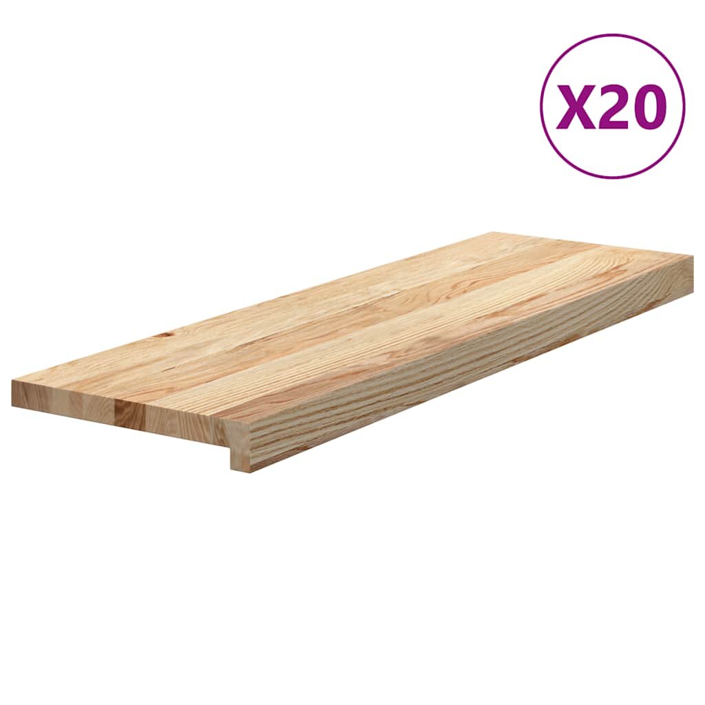 vidaXL Schodiskové stupne 20 ks 80x25x2 cm neošetrený dubový masív