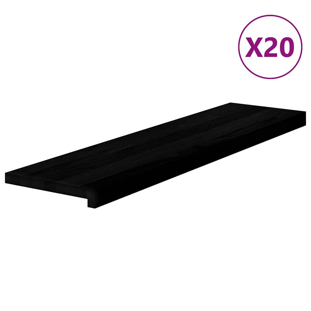 vidaXL Schodiskové stupne 20 ks hnedočierná 100x30x2 cm dubový masív