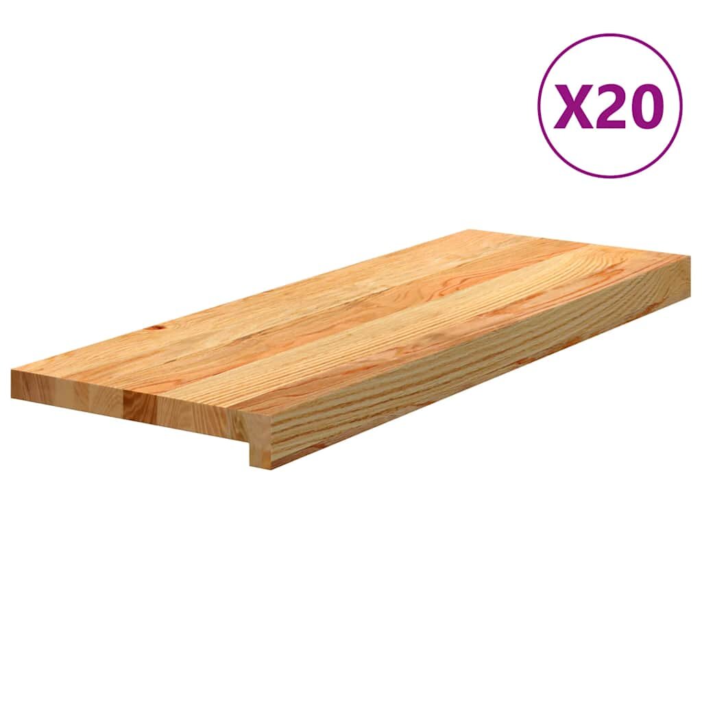 vidaXL Schodiskové stupne 20 ks svetlohnedá 70x25x2 cm dubový masív