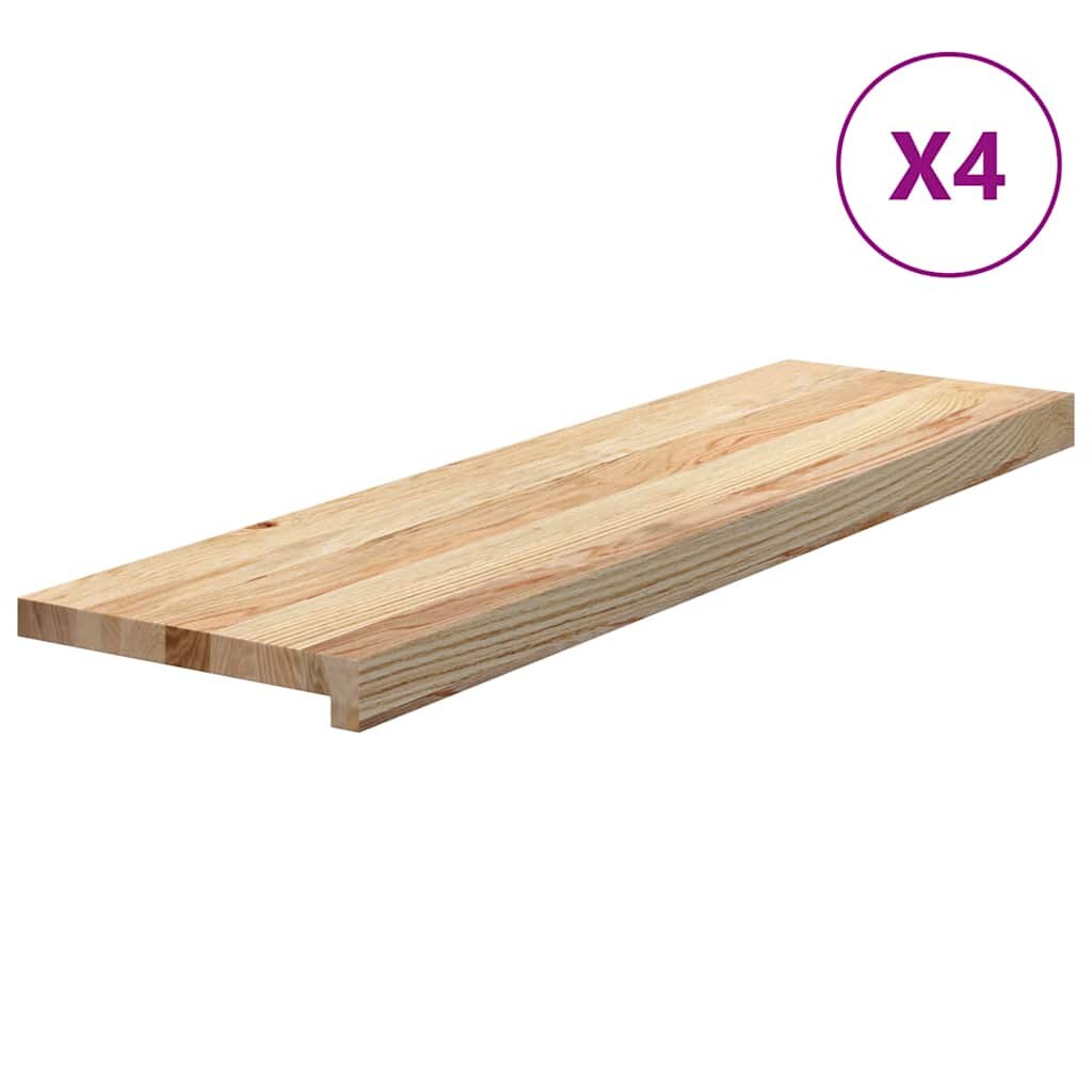 vidaXL Schodiskové stupne 4 ks 90x30x2 cm neošetrený dubový masív