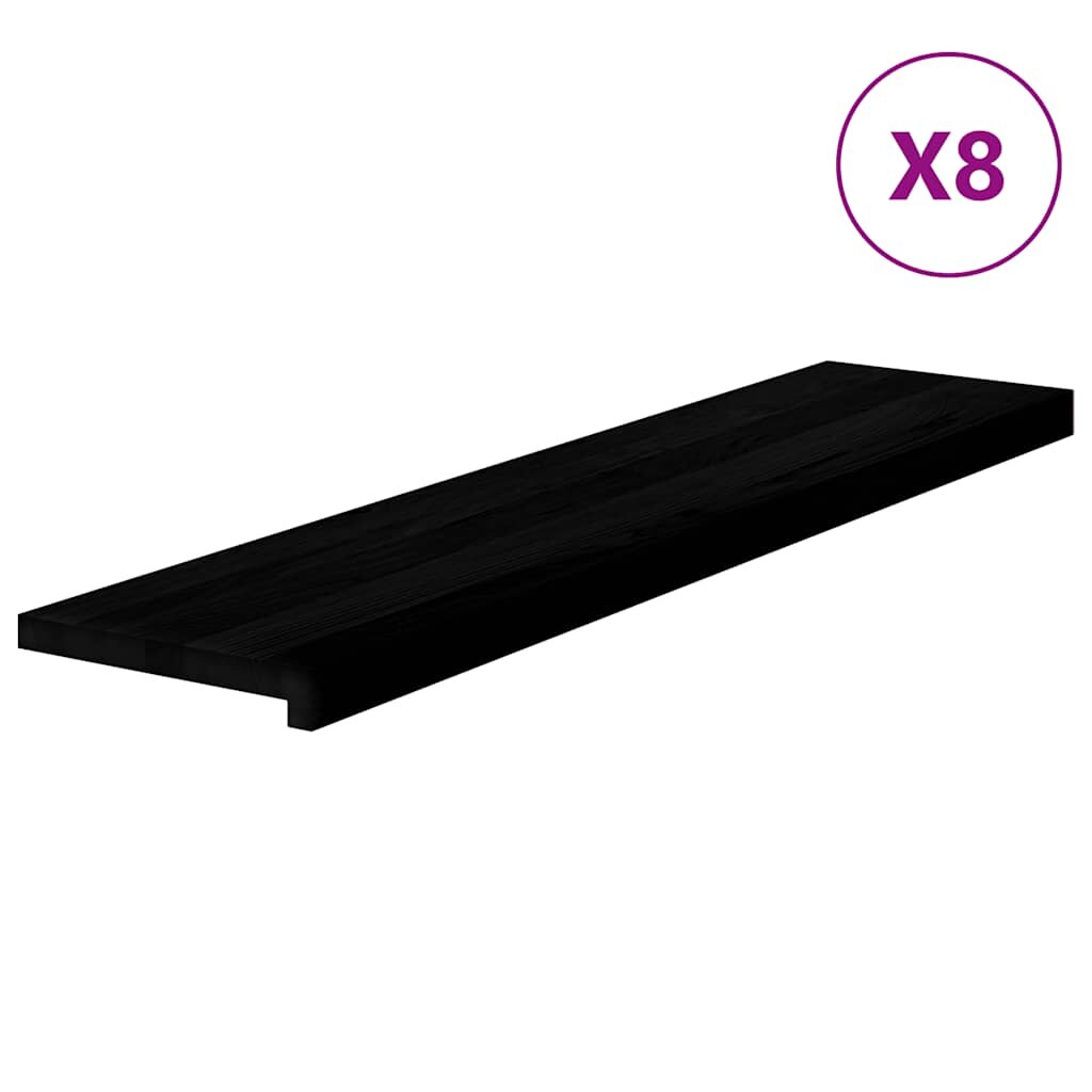 vidaXL Schodiskové stupne 8 ks hnedočierná 110x30x2 cm dubový masív