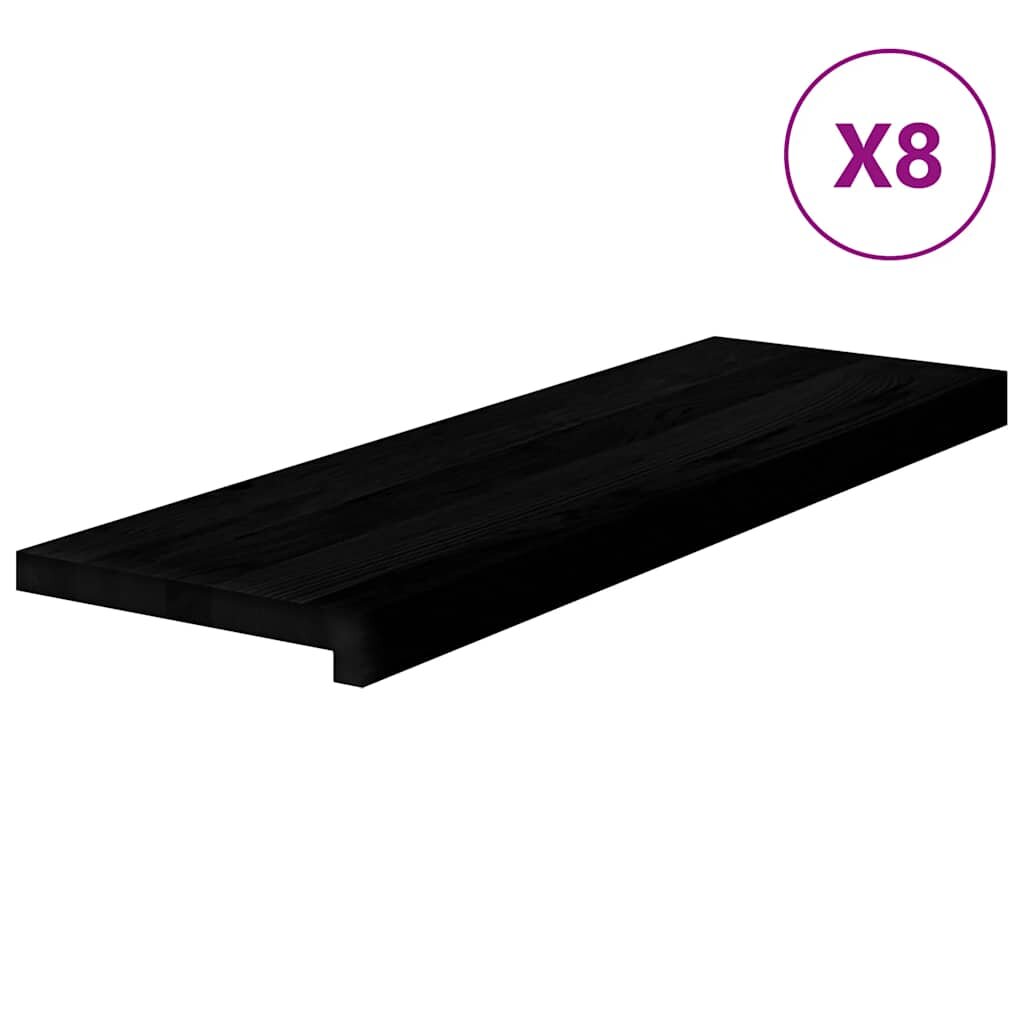 vidaXL Schodiskové stupne 8 ks hnedočierná 80x25x2 cm dubový masív
