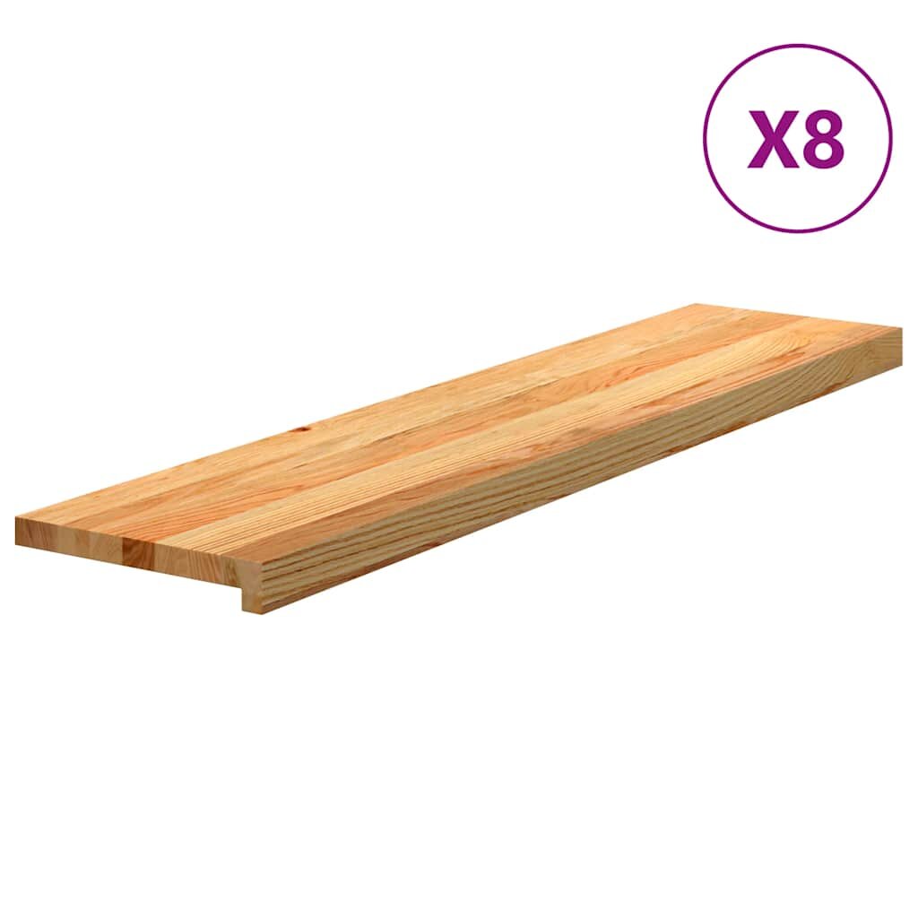 vidaXL Schodiskové stupne 8 ks svetlohnedá 110x25x2 cm dubový masív