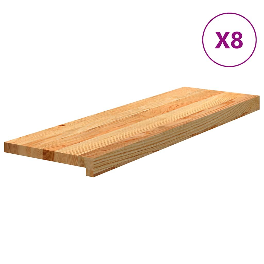 vidaXL Schodiskové stupne 8 ks svetlohnedá 80x30x2 cm dubový masív