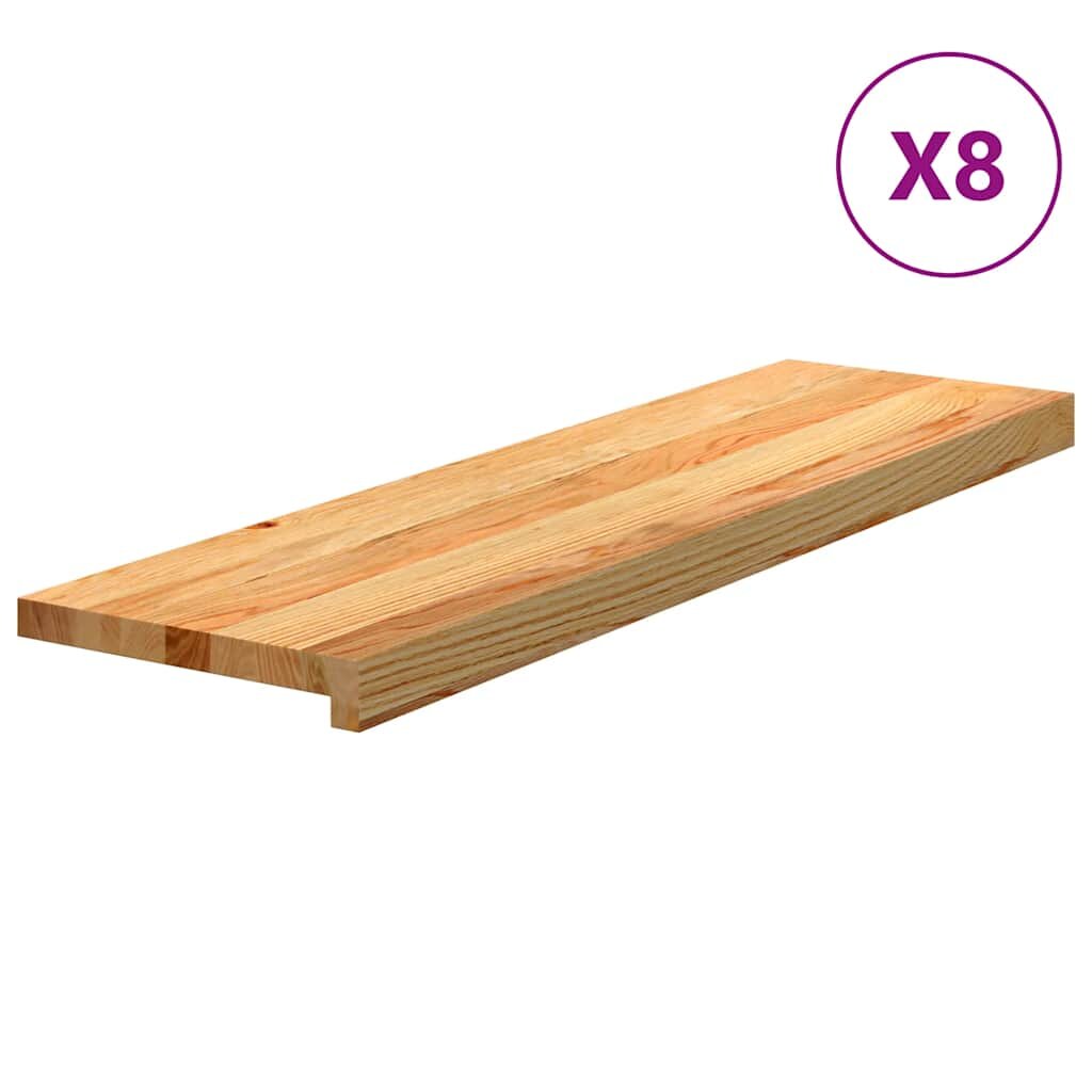 vidaXL Schodiskové stupne 8 ks svetlohnedá 90x30x2 cm dubový masív