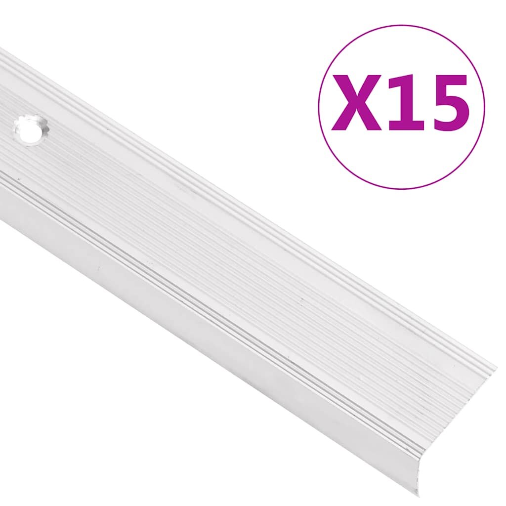 vidaXL Schodové lišty v tvare L 15 ks hliník 100 cm strieborné