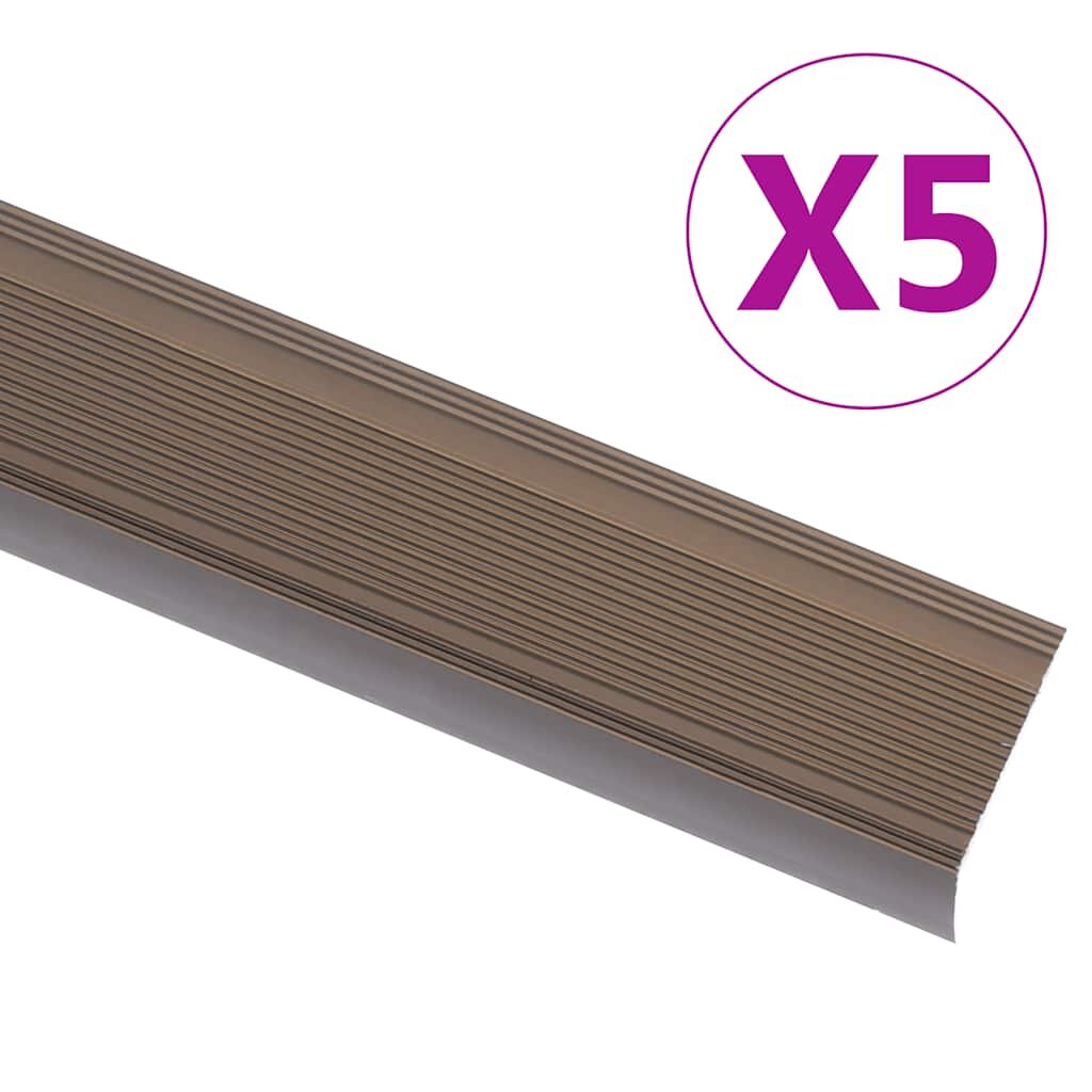 vidaXL Schodové lišty v tvare L 5 ks hliník 100 cm hnedé
