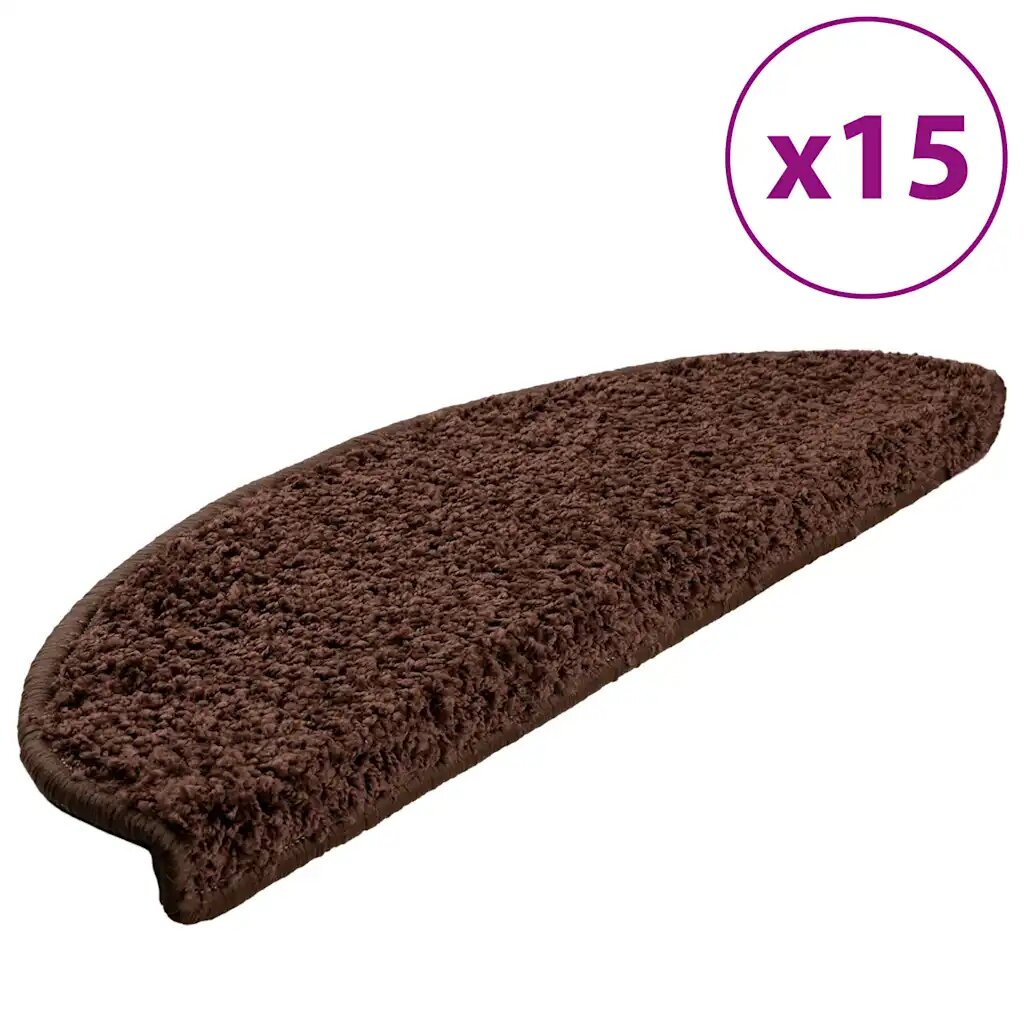 vidaXL Schodové rohože 15 ks 65x21x4 cm hnedé polkruhové veľké