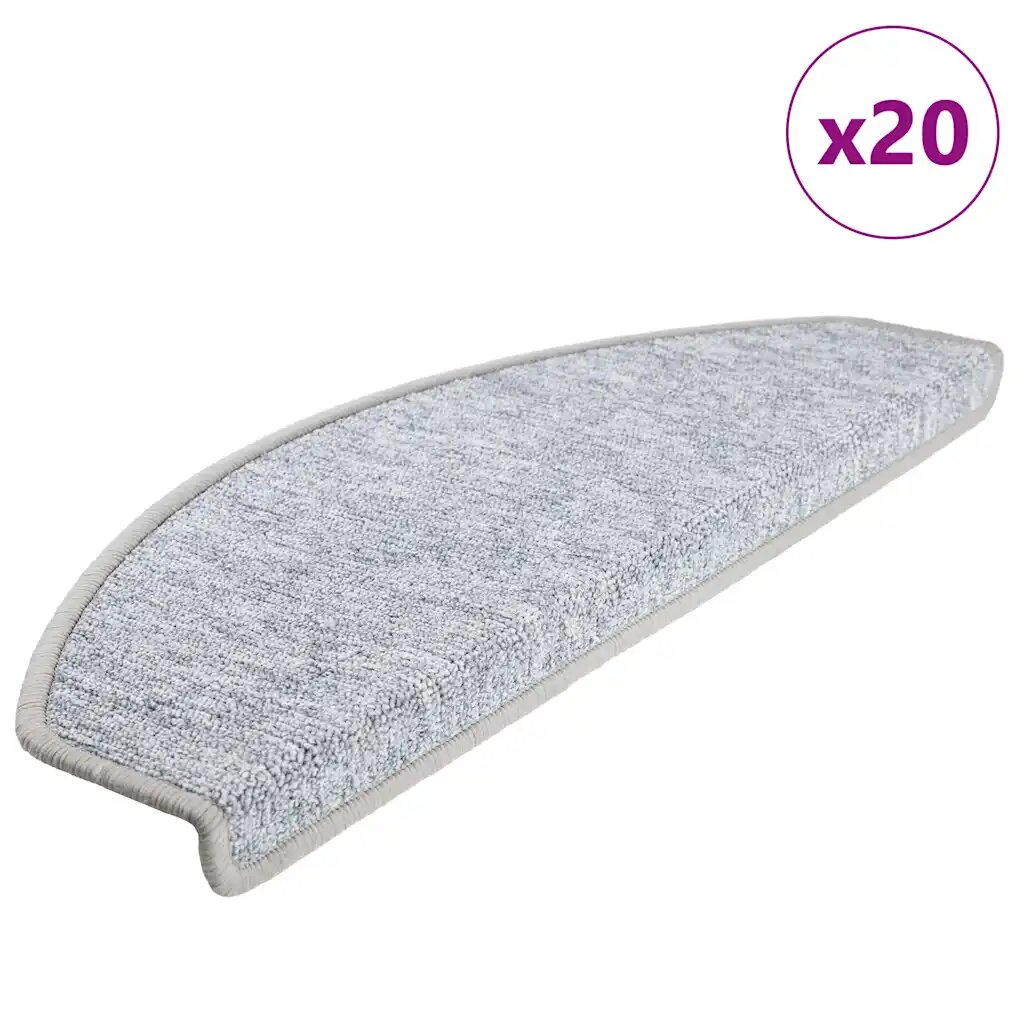 vidaXL Schodové rohože 20 ks 65x24x4 cm svetlosivé polkruhové veľké