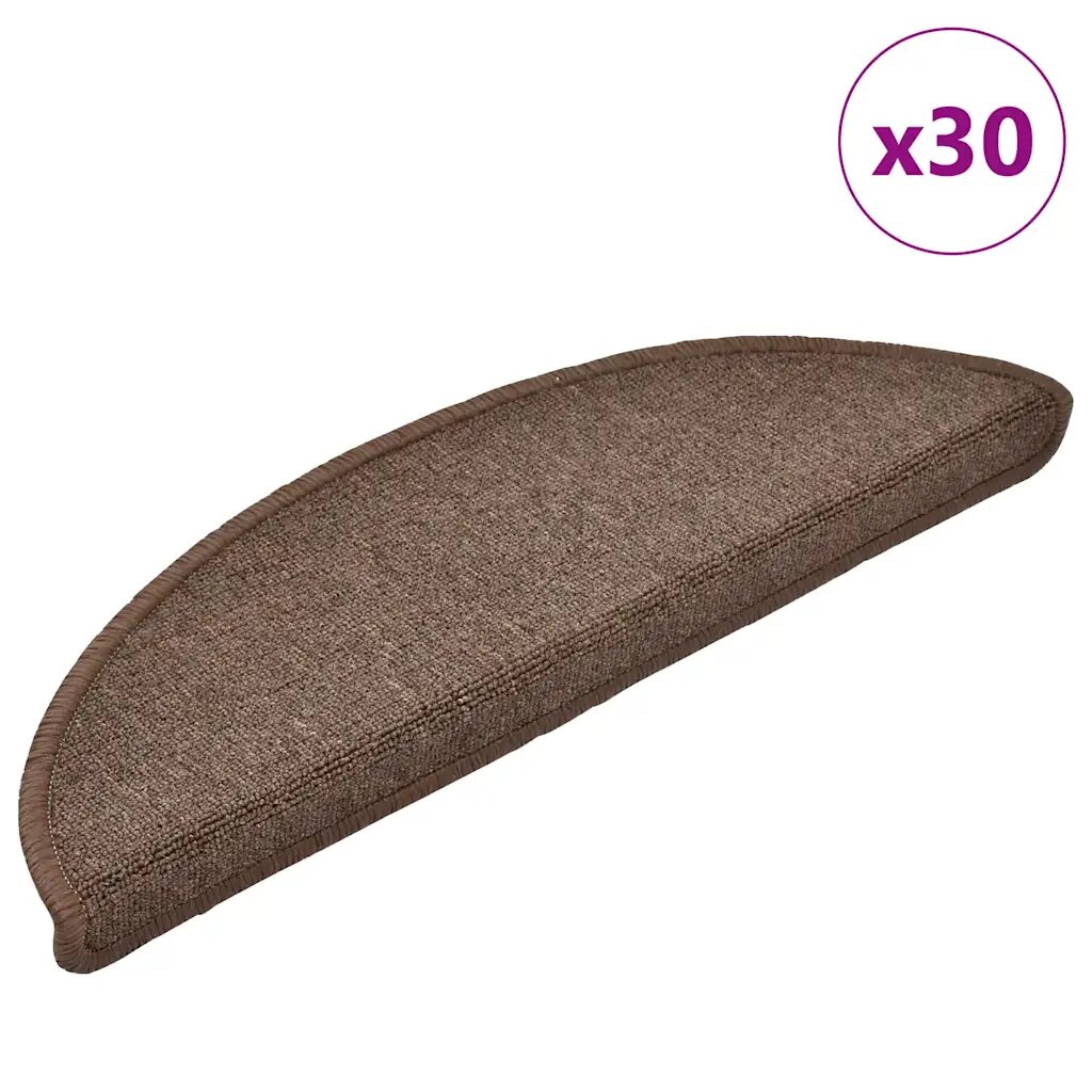 vidaXL Schodové rohože 30 ks 56x17x3 cm kávovo hnedé polkruhové