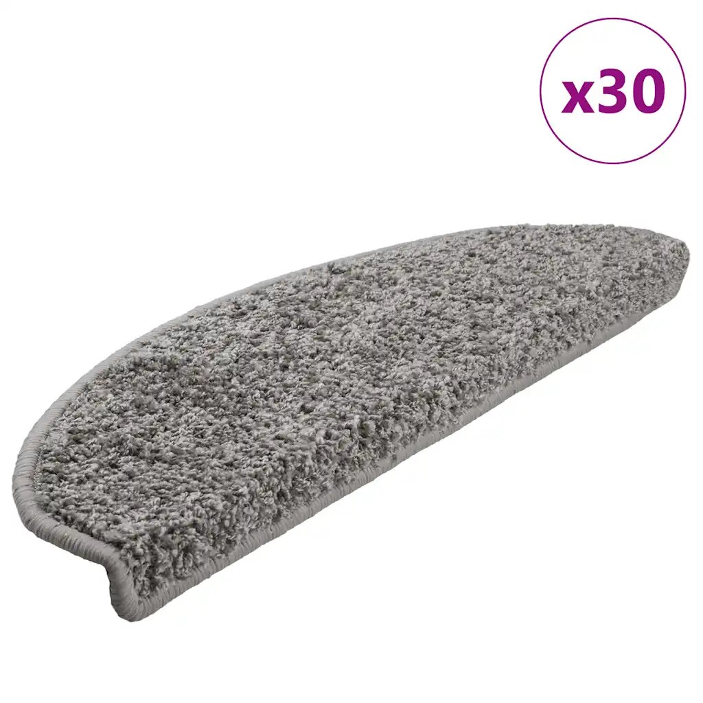 vidaXL Schodové rohože 30 ks 65x21x4 cm sivé polkruhové veľké