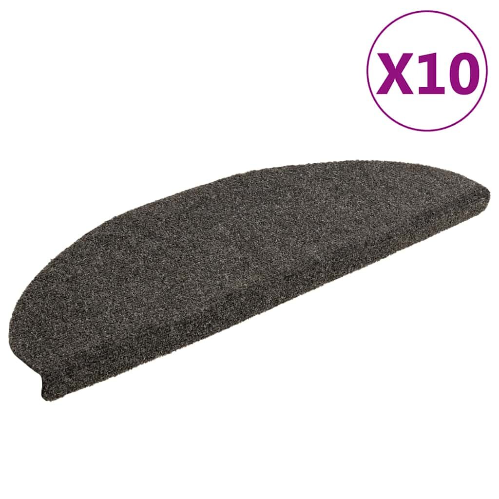 vidaXL Schodové rohože samolepiace 10 ks 65x21x4 cm antracitové polkruhové veľké