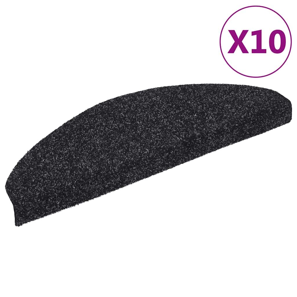 vidaXL Schodové rohože samolepiace 10 ks 65x21x4 cm čierne polkruhové veľké
