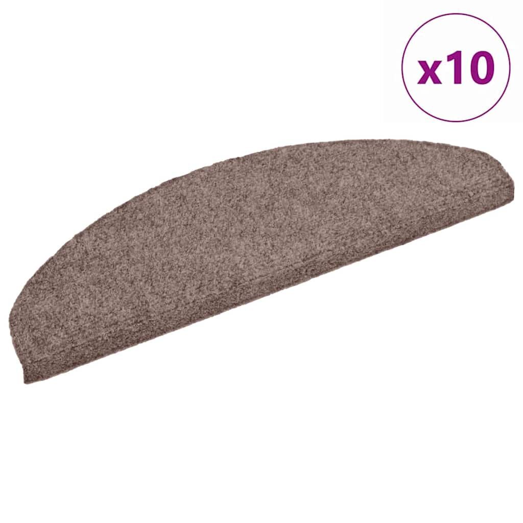 vidaXL Schodové rohože samolepiace 10 ks 65x21x4 cm svetlohnedé polkruhové veľké