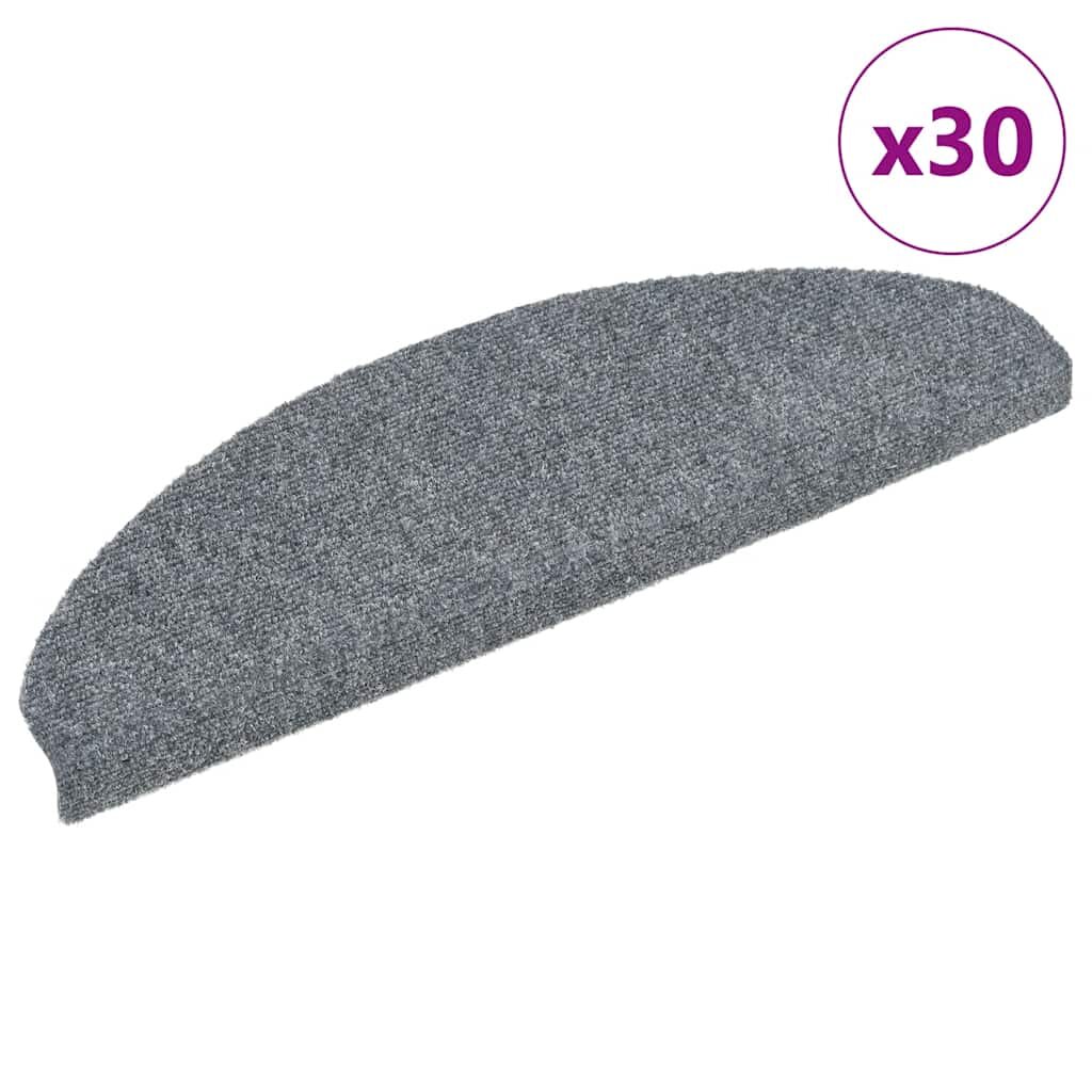 vidaXL Schodové rohože samolepiace 30 ks 65x21x4 cm svetlosivé polkruhové veľké